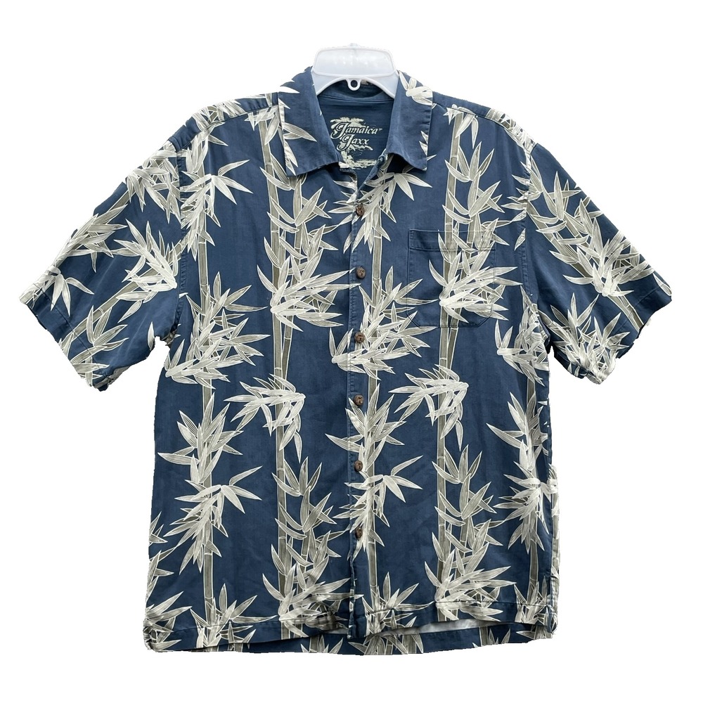 Jamaica Jaxx 100% Silk Hawaiian Shirt Mens Med Floral Tropical Coastal Retro 90s